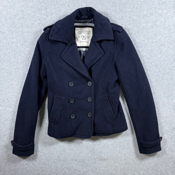 Abercrombie & Fitch Jackets & Blazers - Vintage Abercrombie & Fitch Womens Medium Navy Blue Wool Blend Peacoat Jacket